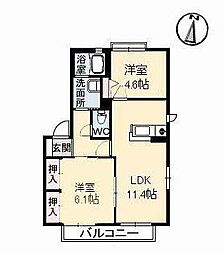 ハートフル南松永　Ｃ棟 1階2LDKの間取り