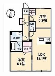 シャーメゾン・ファンスタ 1階2LDKの間取り