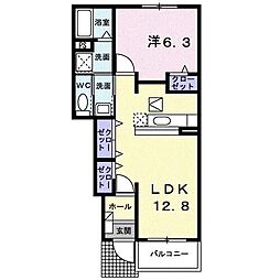 チェリー　プロッサムＢ 1階2DKの間取り