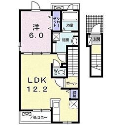 ドリーム悠 2階1LDKの間取り