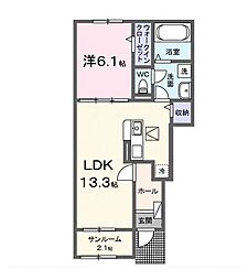 ラフィネ　III 1階1LDKの間取り