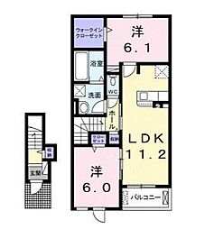 コンフォール 2階2LDKの間取り