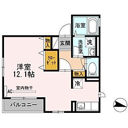 カーサフェリーチェ 2階ワンルームの間取り