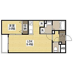 月光東福山駅前 3階1LDKの間取り