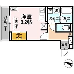 西町ＳＵＺＵＫＡＺＥ 2階ワンルームの間取り