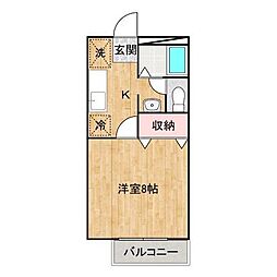 ジュネス曙B 1Kの間取図画像