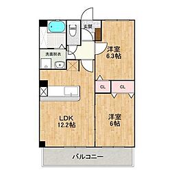 メゾンラピス 3階2LDKの間取り