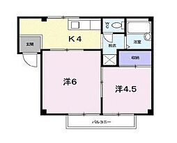 ファミールわかば 1階2DKの間取り