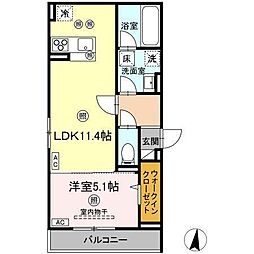 D-residence南蔵王町1丁目E 1LDKの間取図画像