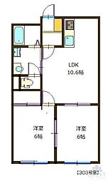クレセント道三 2LDKの間取図画像