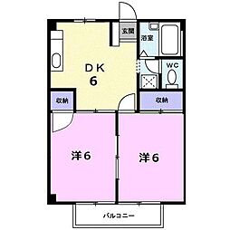 シティハイツ高木B 2DKの間取図画像