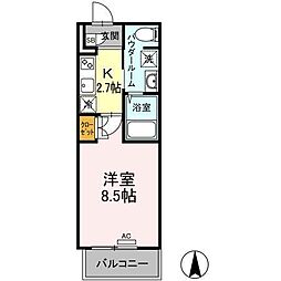 ラ・ヴィ・アン・ローズ南本庄 1Kの間取図画像