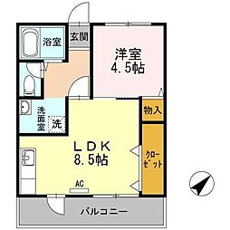 カーサヴェンティ 1LDKの間取図画像