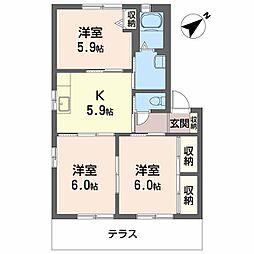 エムアールイーE 3DKの間取図画像