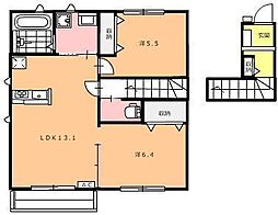 エルメゾンルナA 2LDKの間取図画像