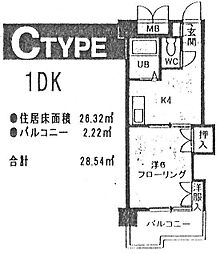 アネックス西桜 1Kの間取図画像