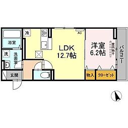 オルテンシア 1LDKの間取図画像