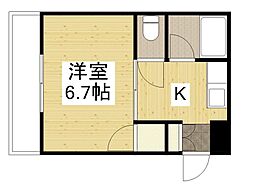 プラザドゥアテッサ 1Kの間取図画像