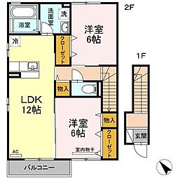 コンフォート東川口B 2LDKの間取図画像