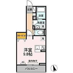 ドルフオーベン ワンルームの間取図画像