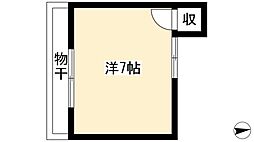 あじゃり橋 2階ワンルームの間取り