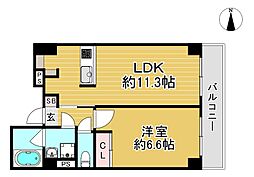 AKS NISHIYAMA 3階1LDKの間取り