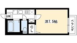 夢楼 1階1Kの間取り