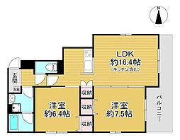 Kalan新町三条 2LDKの間取図画像