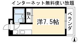 洛北館 1Kの間取図画像