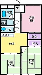 ハイツ宮崎 3DKの間取図画像