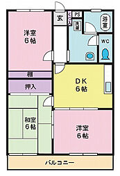 マンション松栄A 3DKの間取図画像