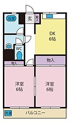マンション松栄B 2DKの間取図画像