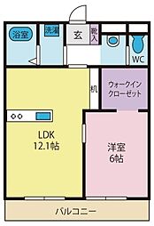 メゾンドシャンブル 2階1LDKの間取り