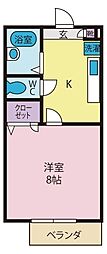ビューハウス志麻B 1Kの間取図画像
