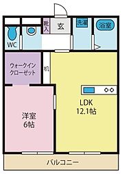 メゾンドシャンブル 1階1LDKの間取り