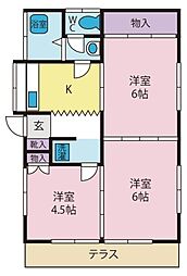 石川貸家（甲斐市中下条） 3Kの間取り