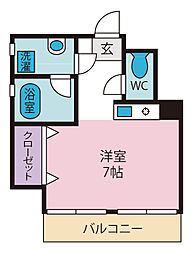 レジデンスあさひ 3階ワンルームの間取り