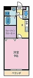 シャルマンコート 1階1Kの間取り