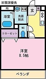 南アルプスガーデンC 1Kの間取図画像