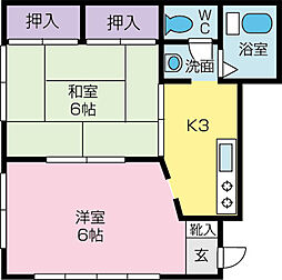 ニュー富士見ハイツ 2Kの間取図画像