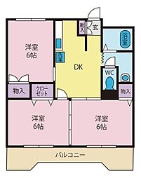 サンエイハイム 3DKの間取図画像