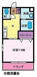 土屋ハイツ 1Kの間取図画像