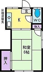 ルアナパーク武田 1Kの間取図画像