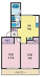 メゾン大里 2DKの間取図画像