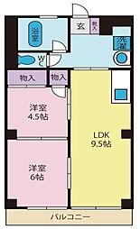 ガーベラマンション山梨 2LDKの間取図画像