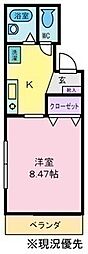 サンライズ・フジ2 1Kの間取図画像