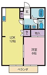 インアイランドB 1LDKの間取図画像