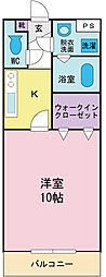 リジェールナカザワ 1Kの間取図画像