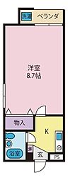 コーポイースト1 1Kの間取図画像
