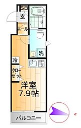 Fantastique 2階ワンルームの間取り